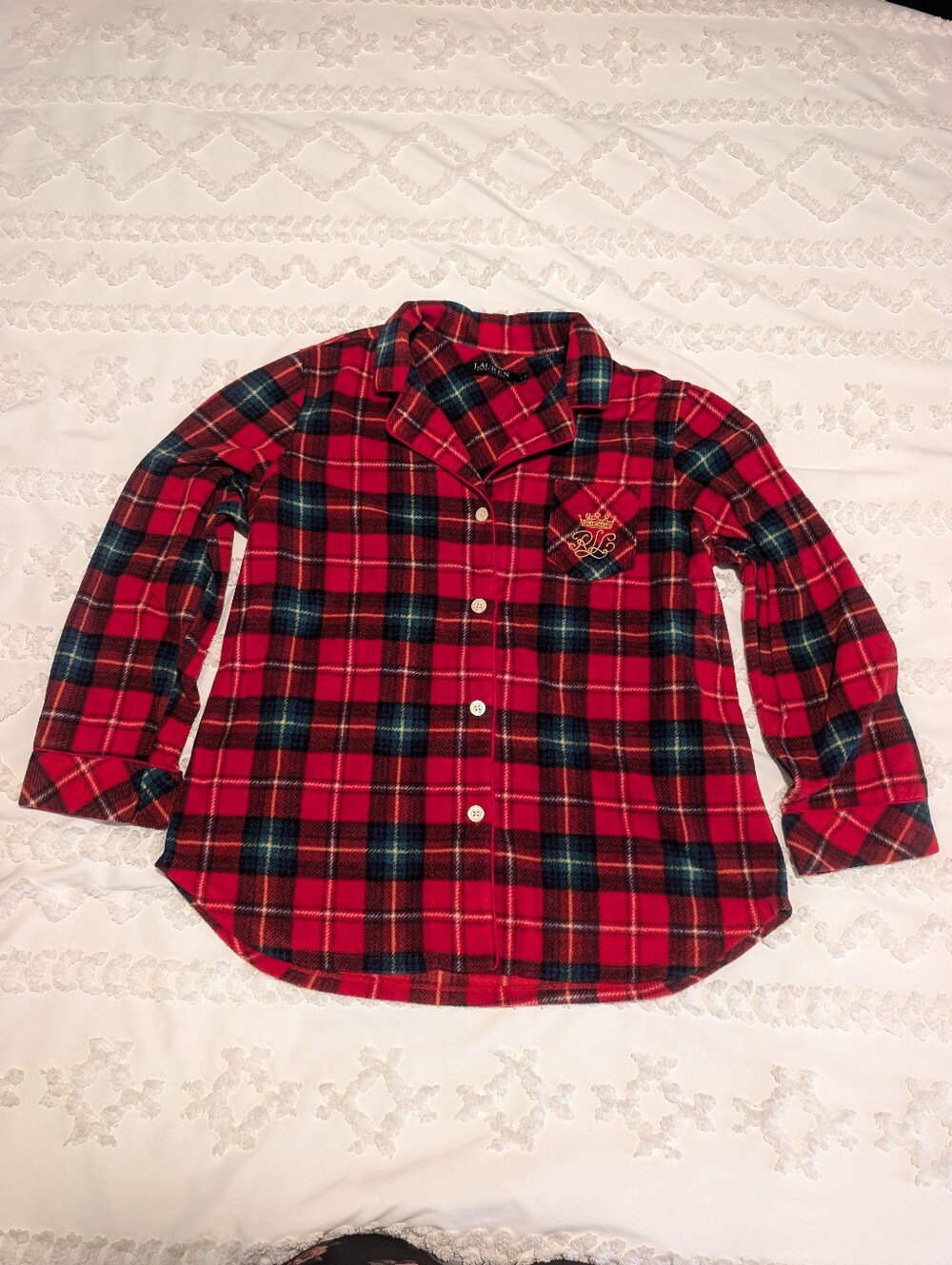 Ralph Lauren Red and Green Plaid Flannel Pajama Set Size Large